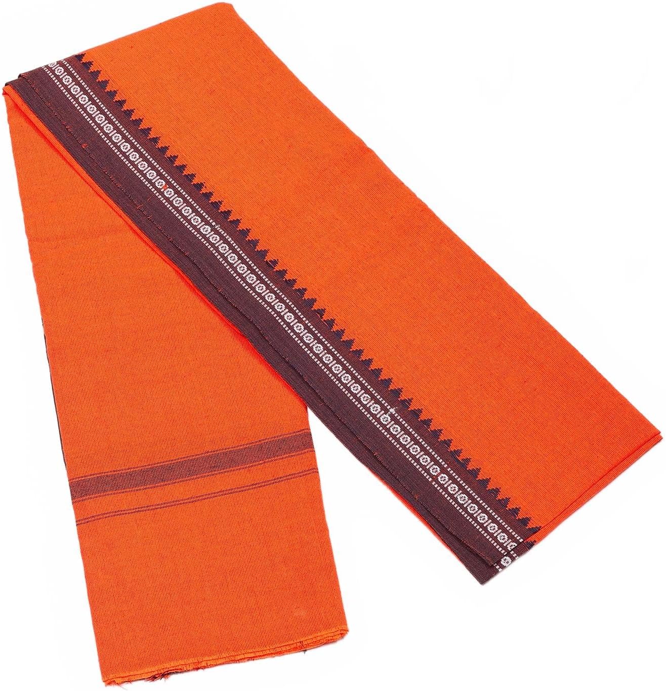 Exotic India Pure Cotton Angavastram from Sambhalpur Indian Men's Stole Towel with Woven Temple Border Ideal for Religious