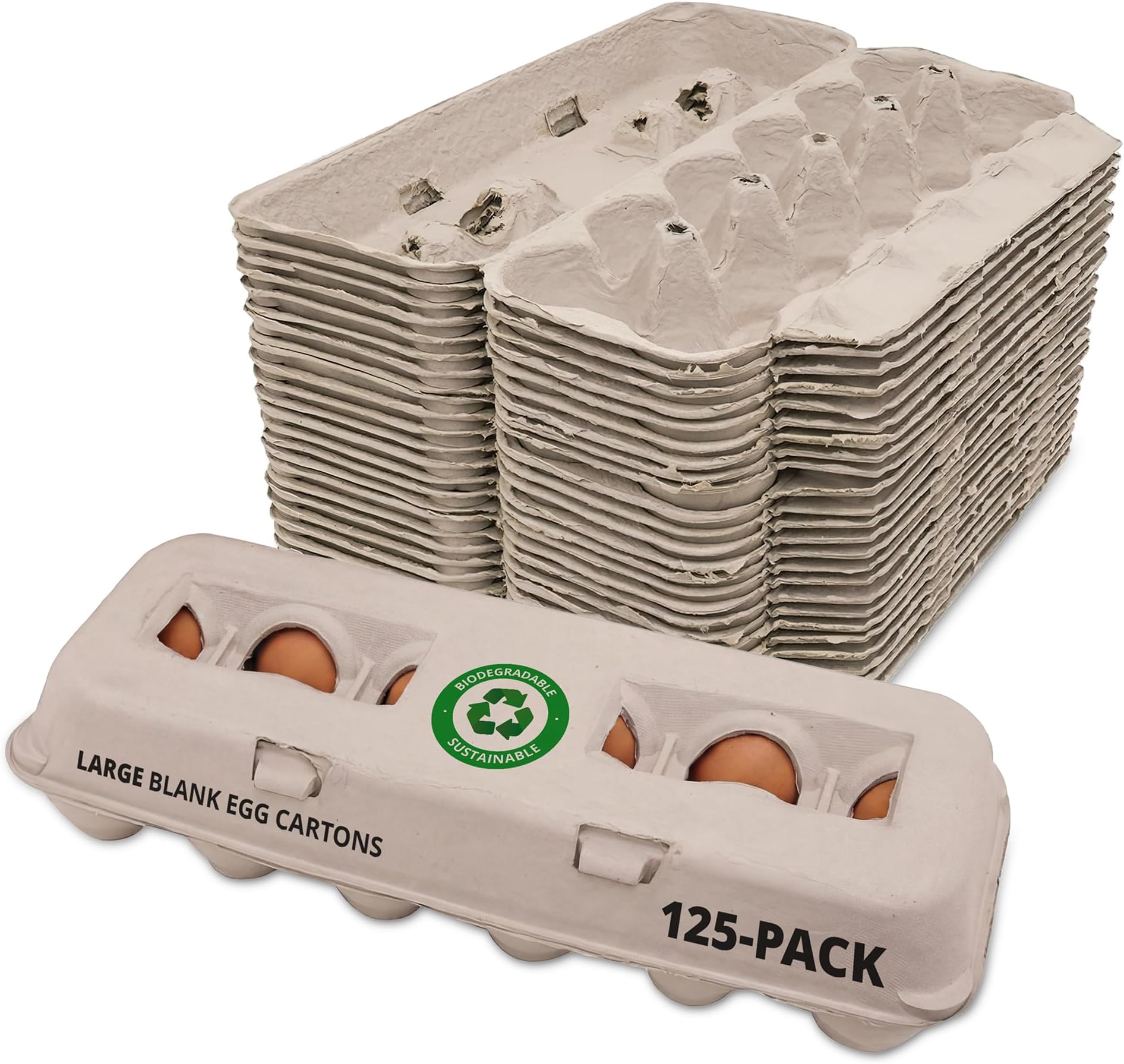 - Stromberg's Large Blank Egg Cartons, Bulk Pack for Large Eggs, Perfect for Custom Branding, Safe & Secure Egg Storage, Convenient Stacking for Easy Transport, 125 Pack