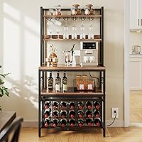 Vista 12 de YITAHOME Soporte para microondas blanco, estante para panaderos, gabinete, aparador de despensa de cocina estilo granja independiente pequeño, alto