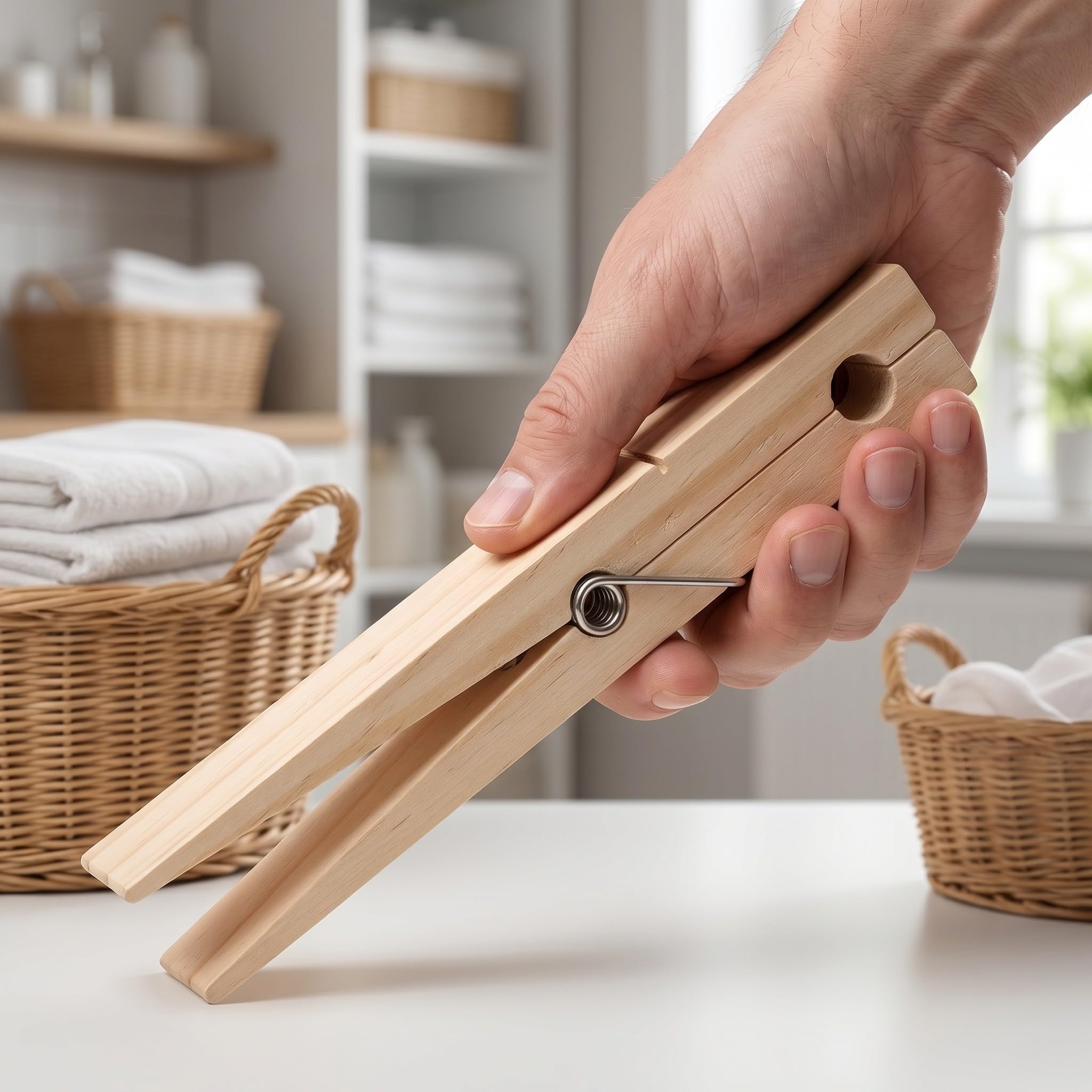 3 Stück Holz Handtuchhalter Große Klammer für Badezimmer 30x4x5cm Naturfarben Gleichmäßig Klemmend Gratfrei für Senioren