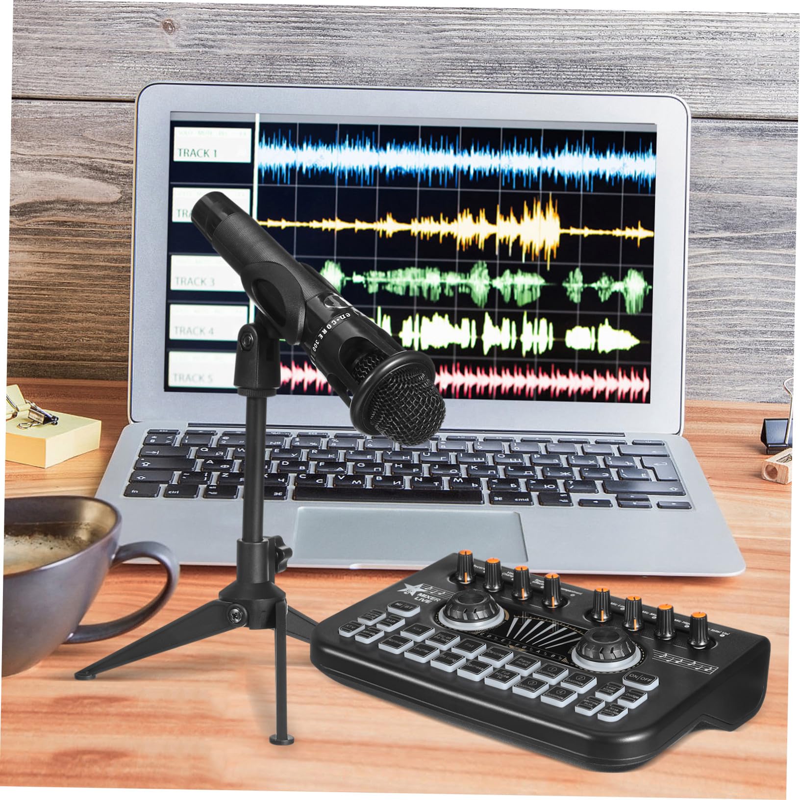 E300 Doppelmikrofon X3 Audiomixer Satz für Podcast und Dj | Schwarz, Metall Kunststoff, 1 Satz, für Streaming und Einsteiger, mit Stimmverzerrer