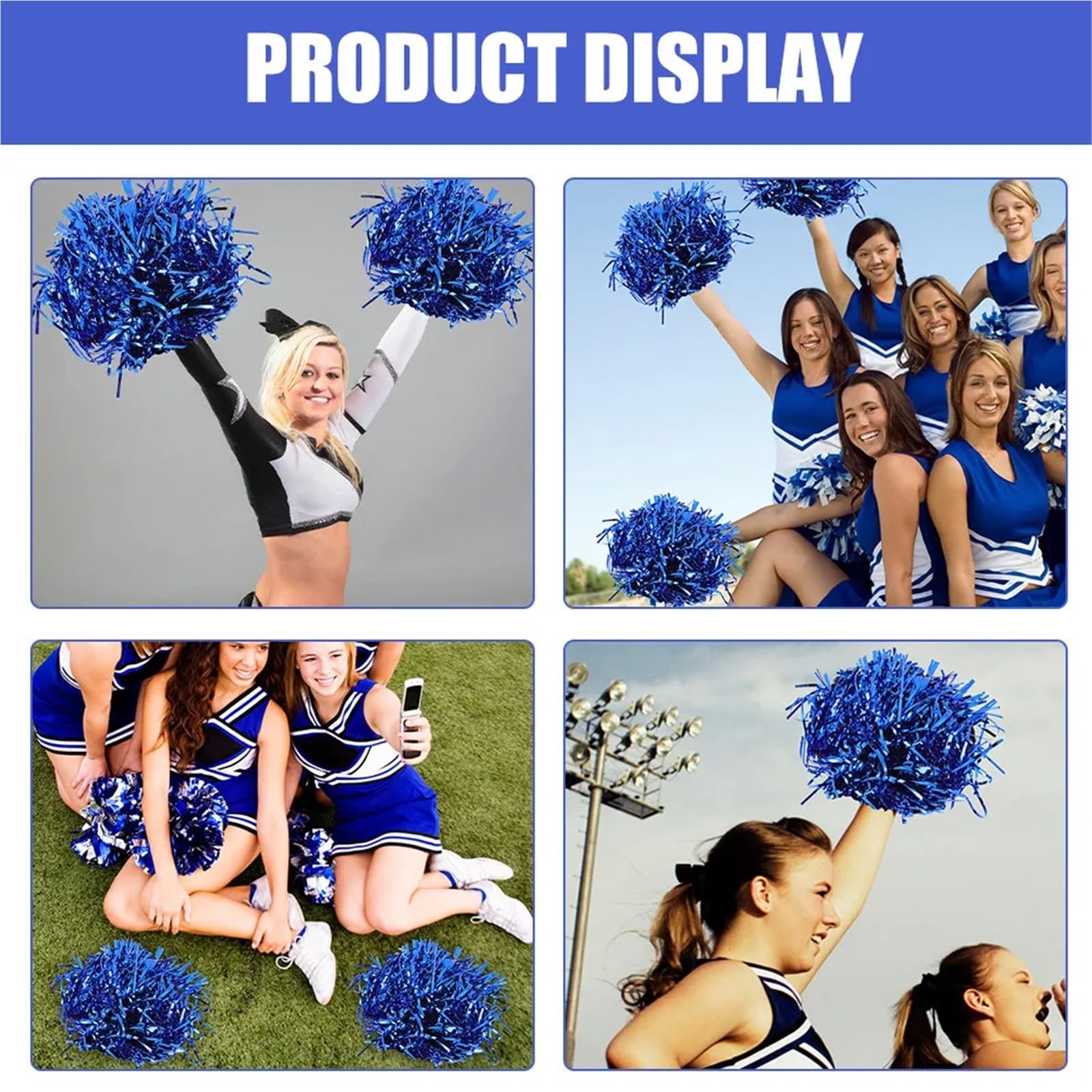 10 paires de pompons pom-pom girl en feuille métallique solide et compacte Pour Le Cheerleading