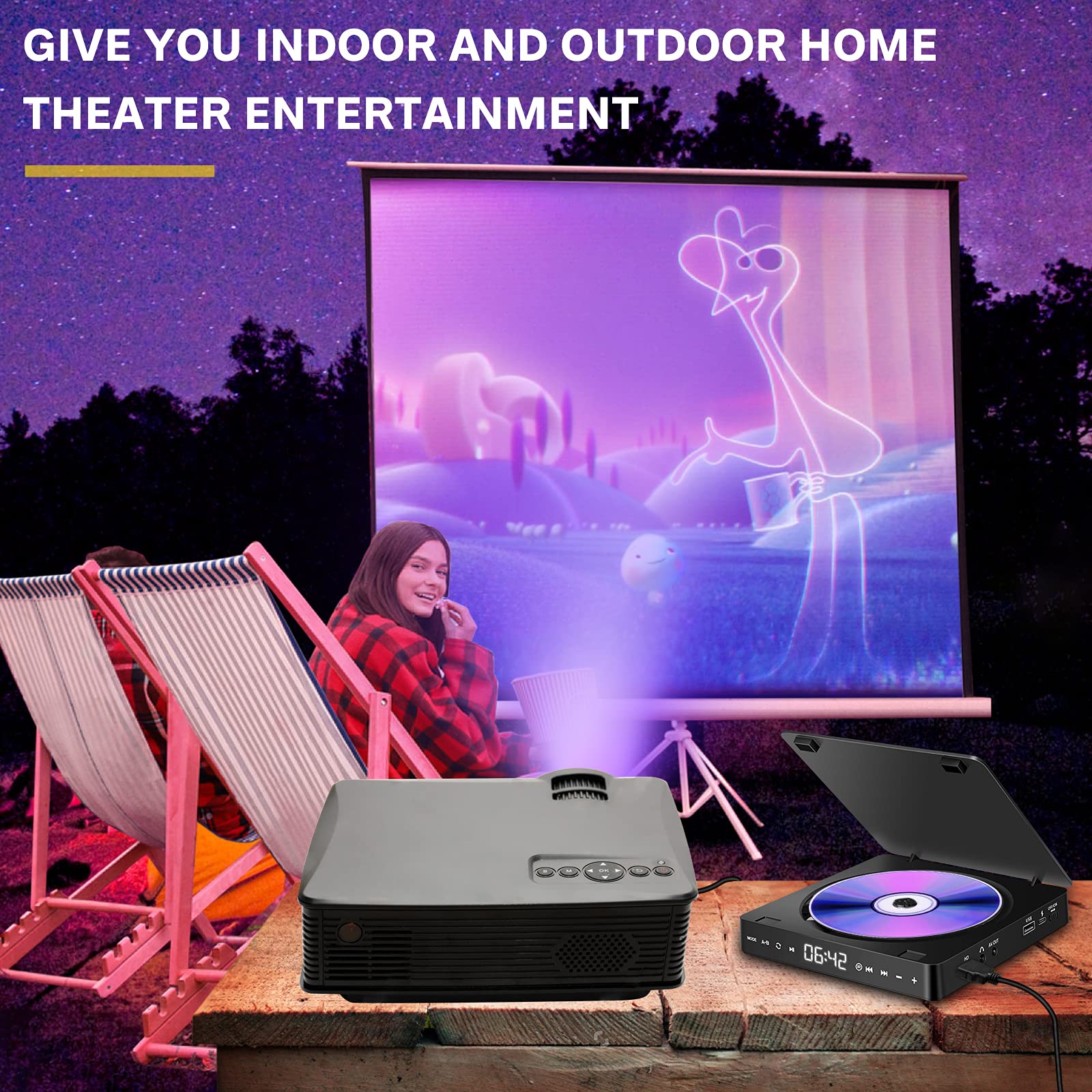 TKMARS Mini Reproductor de DVD(Full HD 1080P, HDMI Output, Entrada USB, MP3,MP4), DVD Portatil Lector CD Externo, Reproductor DVD para TV