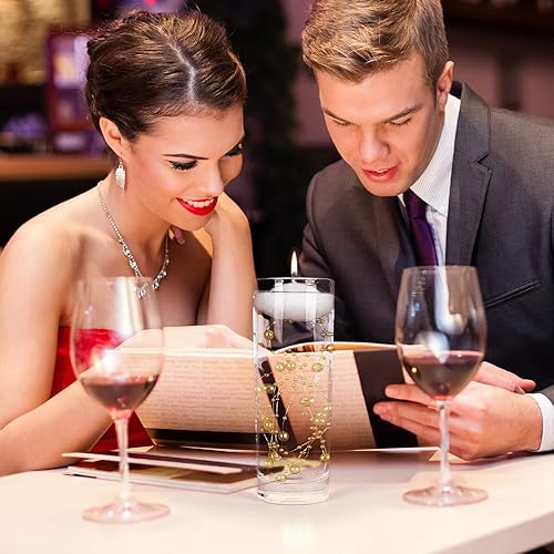 Miniatura 7 de OIIKI Cuerdas de perlas artificiales de 70 pies para centros de mesa de velas flotantes, rellenos de jarrones con cuentas brillantes, velas