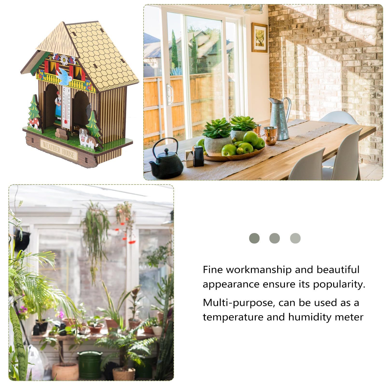 Angoily Termometro da Muro Misurazione Temperatura e Umidità Beige in Plastica Design Semplice ed Ecologico Colore Casuale per Casa e Giardino