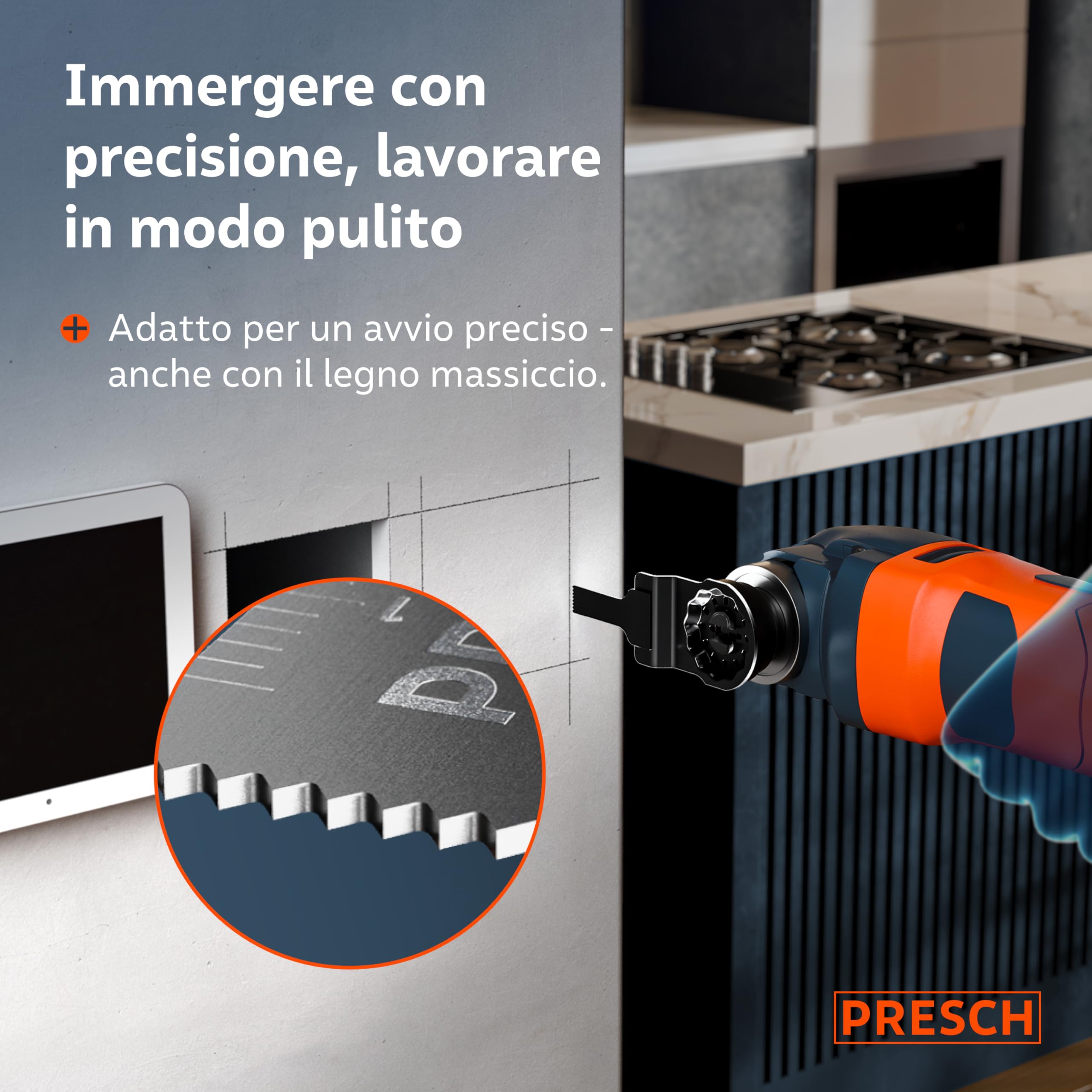 Presch Lame Multifunzione Legno e Metallo 25x10mm 5 pz. - Lame Starlock per sostituzione senza attrezzi - Taglio preciso con denti bimetallici e forma sfalsata - Accessori multiutensile professionale