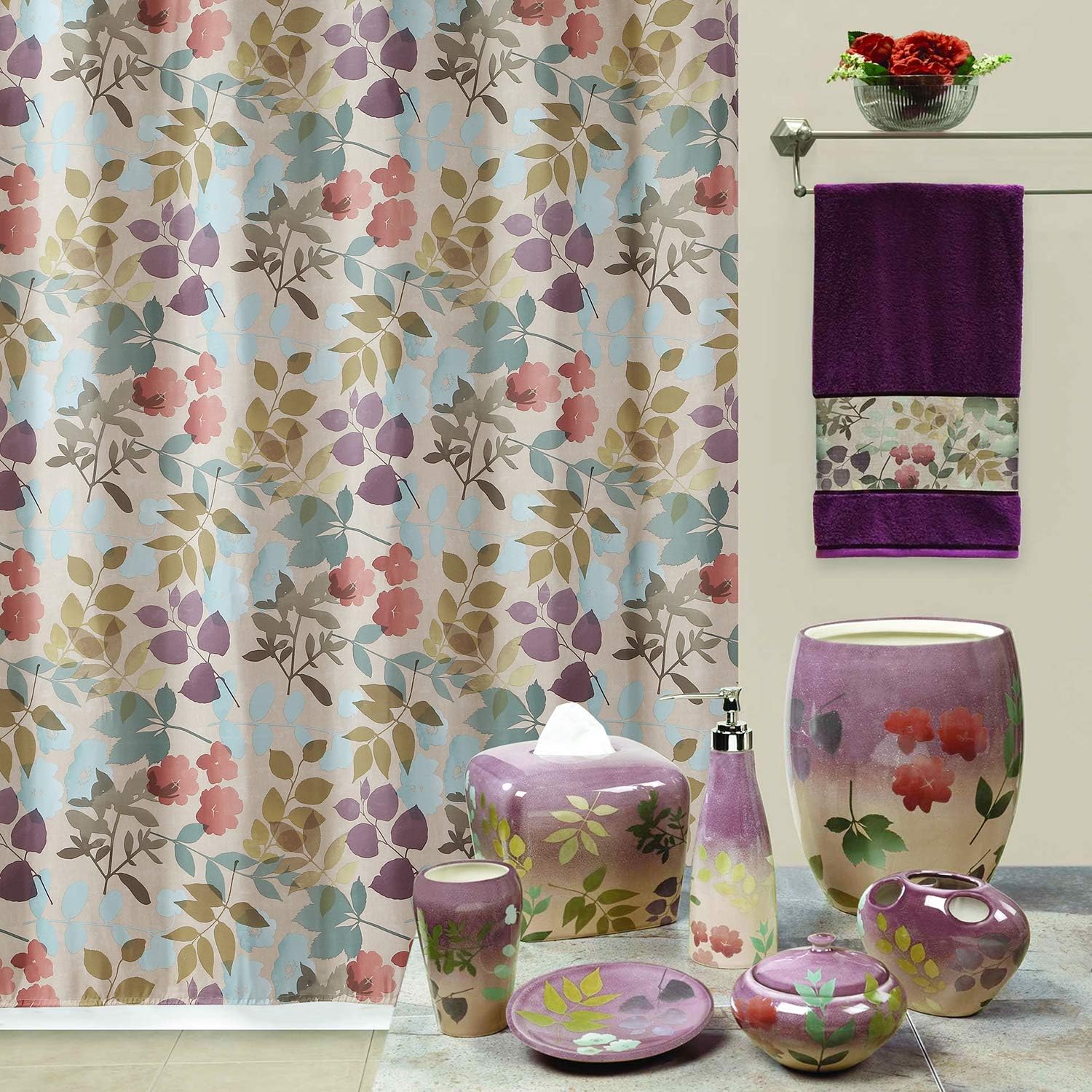 D DS CURTAIN Moonlight Colorful Shower Curtain,Fabric Shower Curtain,Waterproof Shower Curtain,Printed Bathroom Curtain,Plants Shower Curtain for Bathroom,Small 62" W x Standard 72" H