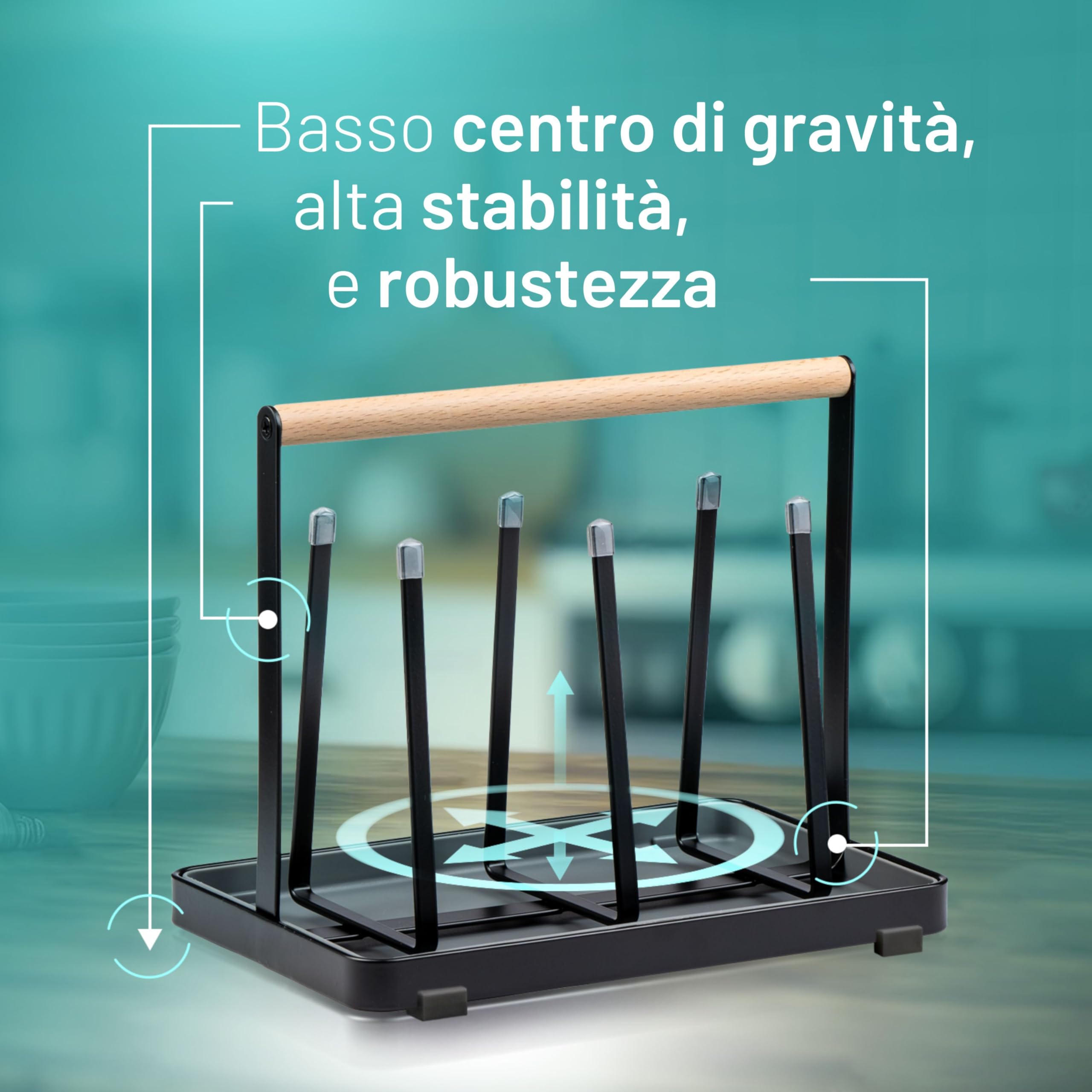 D&D Living Portabottiglie All-in-One per SodaStream - Scivolo di Asciugatura per Bottiglie di Tutti i Tipi: Duo, Crystal, Easy, Bottiglie per Bevande e Biberon - Stendino Universale (Metallo, Nero)