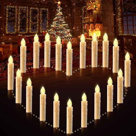 cimetech 12er Weihnachtsdeko Weihnachtsbaum Kerzen Timer & Fernbedienung