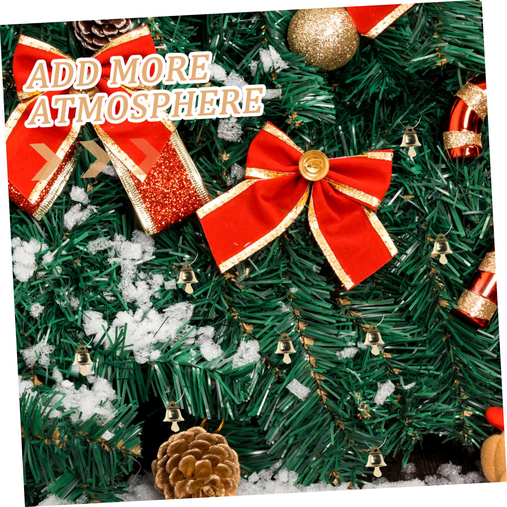 Mikikit 120pezzi Mini Campana di Natale Ciondolo Ciondolo Fai da Te Ornamento Dorato di Natale Pendente per Albero