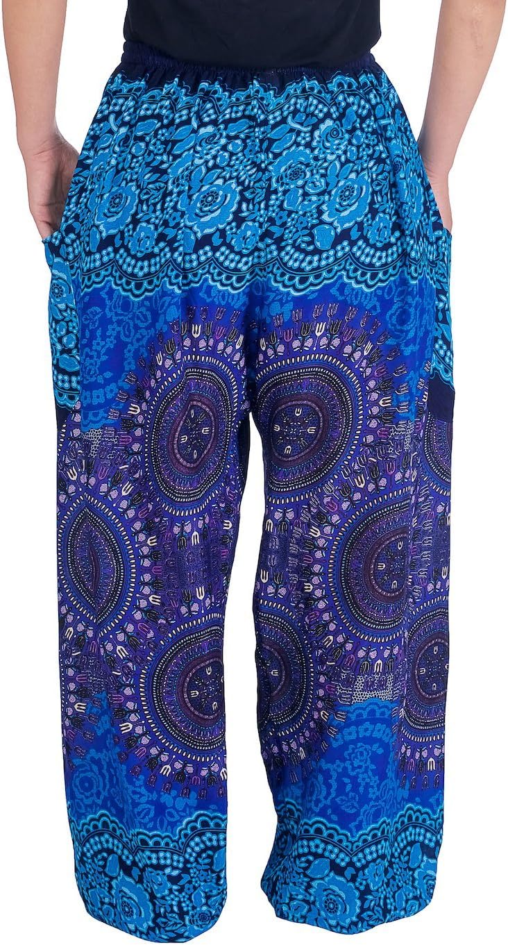 Lannaclothesdesign Women's Boho Drawstring Smocked Waist Rayon Harem Yoga Pants - Image 2