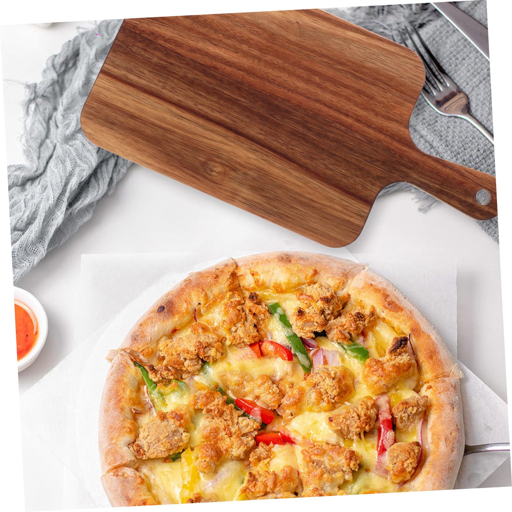 Tagliere in Legno con Manico Tagliere Doppia Faccia per Cucina e Pizza