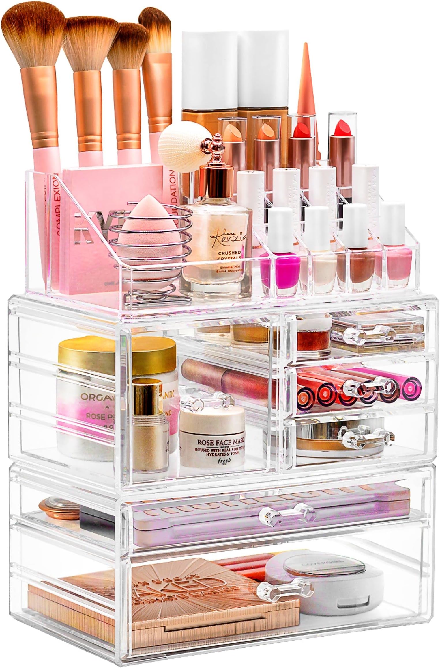 Amazon.com: Ternbay Transparent Storage Makeup Rack with Drawer ...