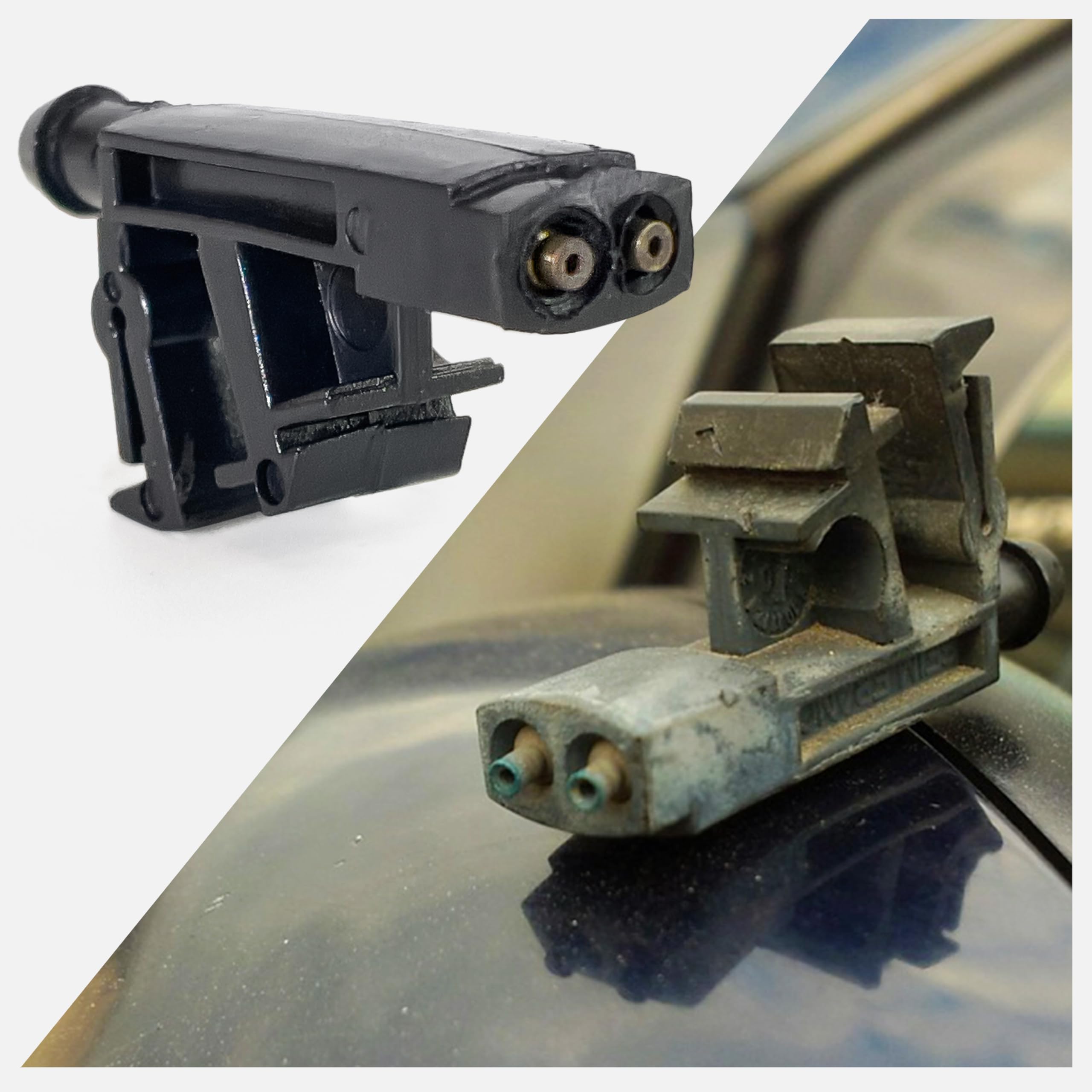 CLICKNFIT 2 sztuki dyszy do spryskiwaczy do spryskiwaczy do spryskiwaczy pasuje do Citroen Berlingo 1996-2016 / Peugeot Parner 1996-2016 6438A0 96084939
