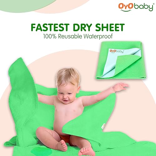 Miniatura 2 de OYO BABY Sábana impermeable para cuna y colchón de niños pequeños, reutilizable, lavable, acogedora sábana de guardería para bebés y adultos  Verde