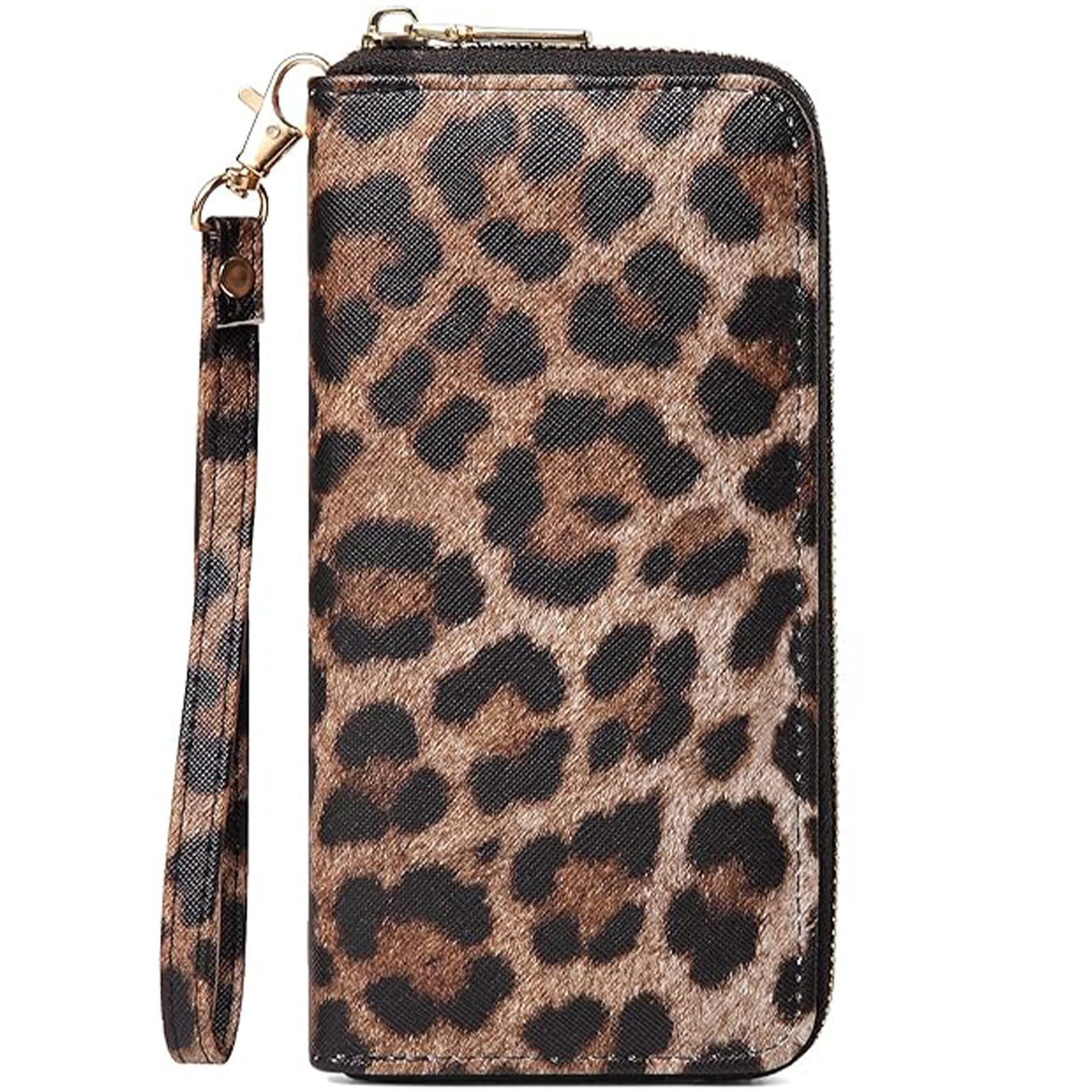 Checkered Highland Cow Print Book Wallet For Women Skull Goth Frog Butterfly Ladies Cluth Wristlet Wrist Strap Long Purse Zip Around Card Holder