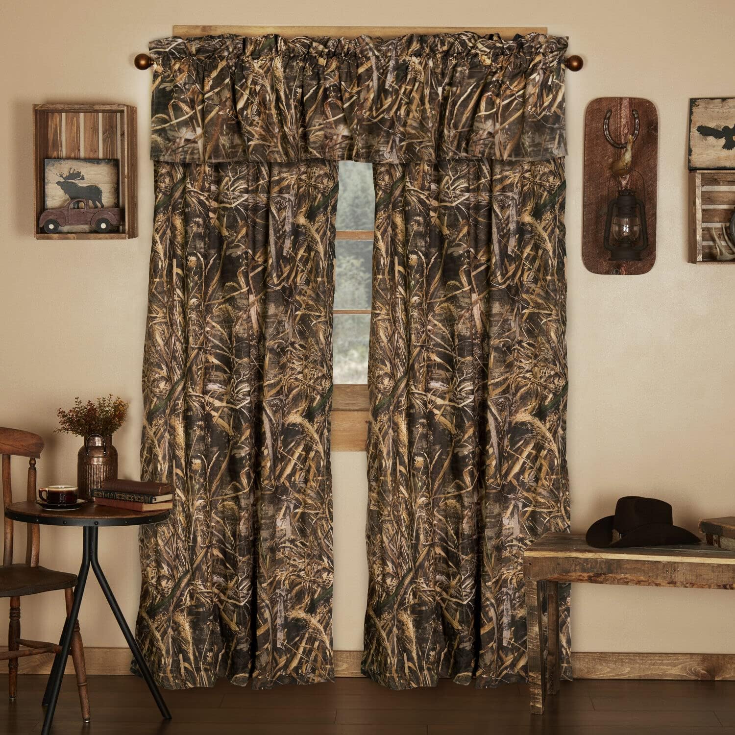 VISI-ONE Realtree Max 5 Camouflage Rod Pocket Window Curtains, Set of 2 Panels (42"x87" Inch) - Camo Drapes in Forest and Rustic Theme, Perfect for Bedroom, Farmhouse, Living Room, Cabin, and Kitchen