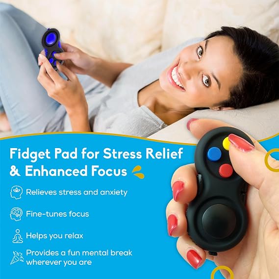 PILPOC Fidget Pad, Yüksek Odaklanma için Fidget Kontrol Cihazı, Azaltılmış Stres ve Kaygı, Verimliliği Artırır ve DEHB için Sinirleri Yatıştırır, Çocuklar için Uzaktan Kumanda Duyusal Oyun