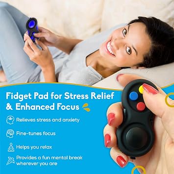 PILPOC Fidget Pad, Yüksek Odaklanma için Fidget Kontrol Cihazı, Azaltılmış Stres ve Kaygı, Verimliliği Artırır ve DEHB için Sinirleri Yatıştırır, Çocuklar için Uzaktan Kumanda Duyusal Oyun