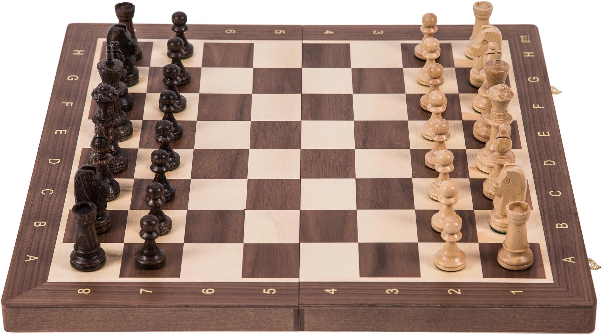 SQUARE - Wooden Chess Tournament No. 6 - WALNUT - Chessboard & Chess Pieces