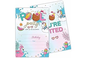 Pool Party Invitations for Kids | Watercolor Splash Birthday Party Invites for...