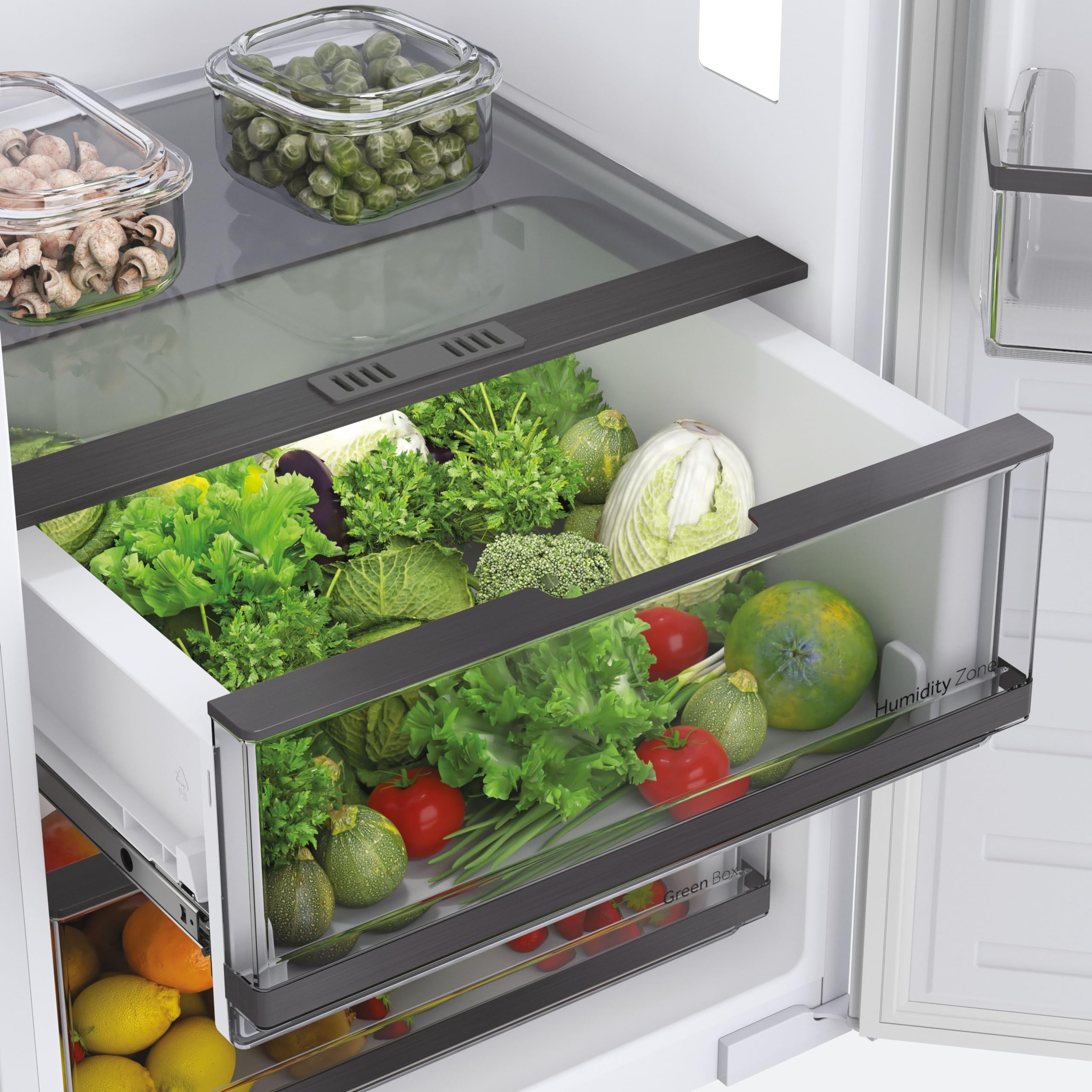 Haier HAMS518EW, Frigorífico Monopuerta Integrable, 2 Cajones, 5 Baldas, 4 Balconeras, Ancho 54cm, Alto 177cm, Capacidad Total 319L, Iluminación LED, Panel de Integración No Incluido
