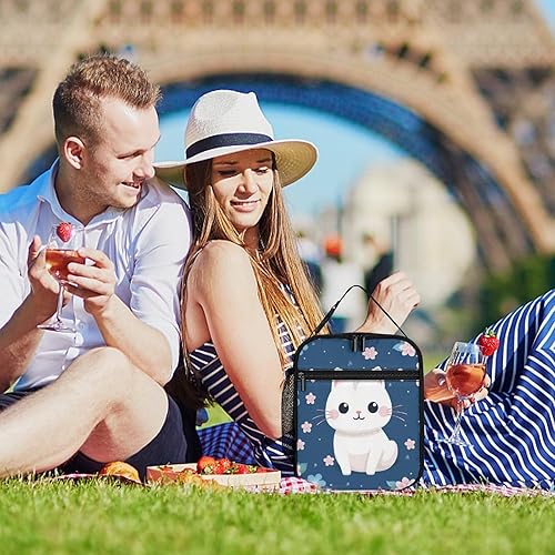 Miniatura 6 de Bolsa de almuerzo con aislamiento japonés con diseño de gato lindo para mujeres y hombres, reutilizable, bolsa de mano para el trabajo y viajes