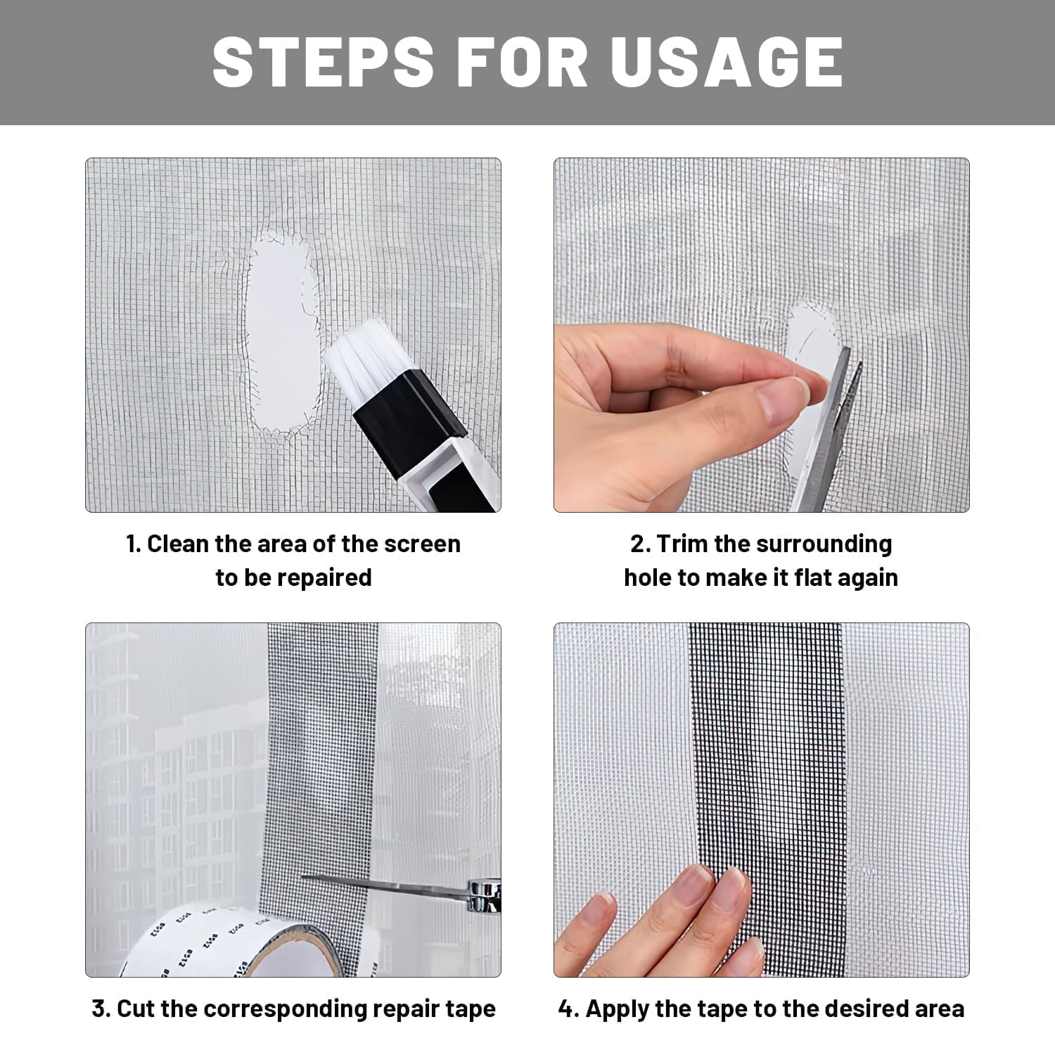 Mosquito Net Patch Repair Tape, Window Screen Repair Tap, Strong Adhesive & Waterproof Window Mosquito net Covering Mesh Tape for Door Tears Holes Screen Patch Repair (200Cm X 5CM) (2, Multi) — Amazon image 2
