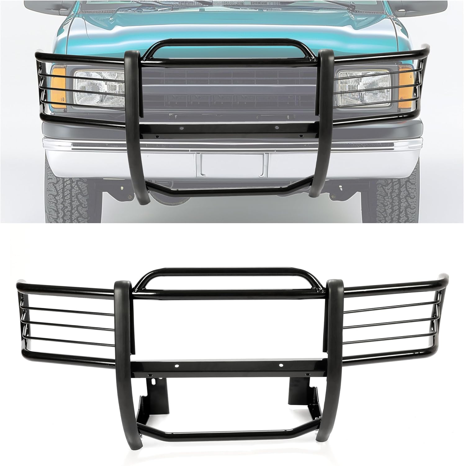 KUAFU Brush Guard Compatible with 1998-2004 Chevrolet S10 Blazer S, GMC Jimmy Envoy Sonoma, Isuzu Hombre, Oldsmobile Bravada Front Bumper Brush Grille Guard Steel Powder Coated Black