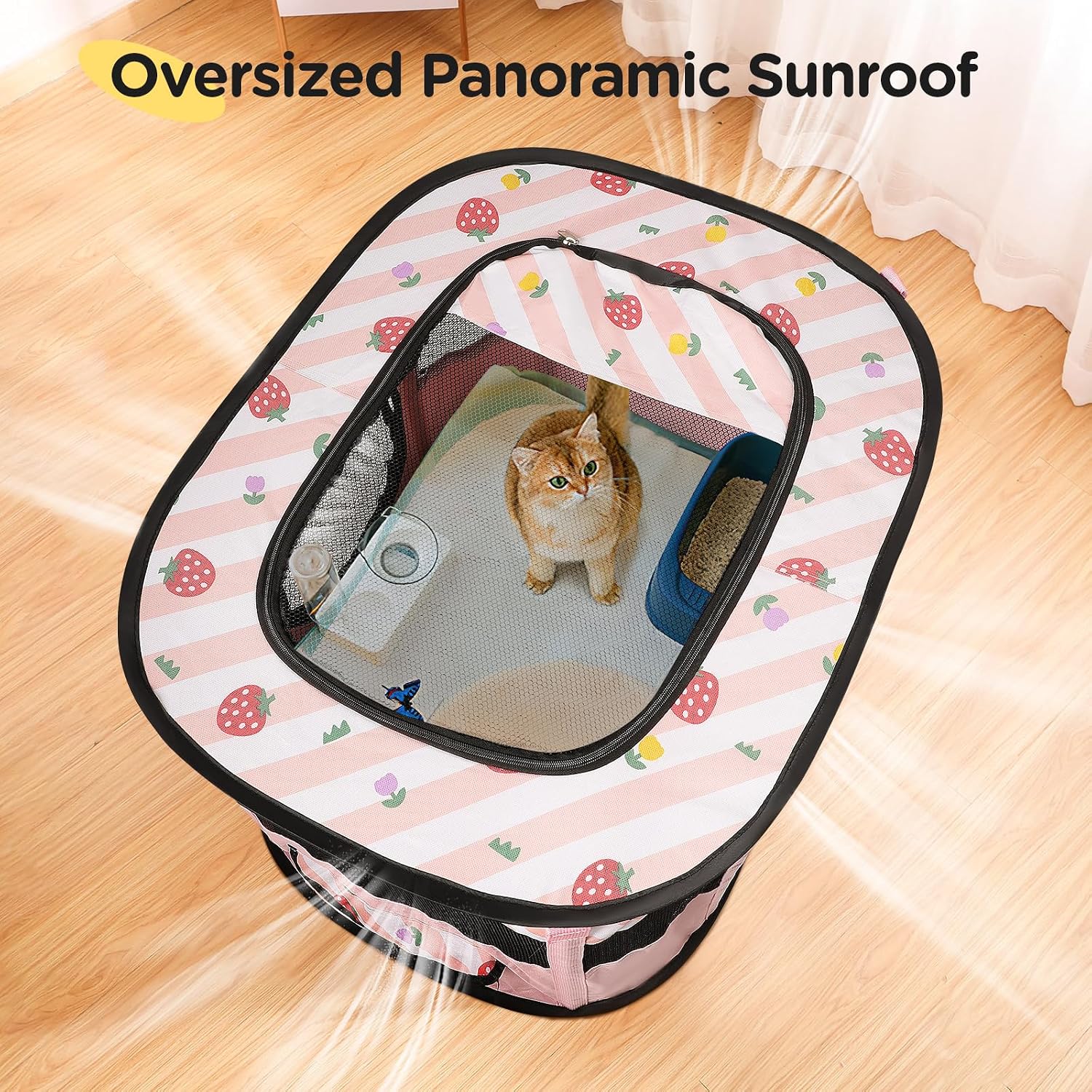 Foldable Pet Playpen, Portable Dog Cat Kennel Cage, Indoor/Outdoor Pop up Pet Tent Fence, Rectangle Delivery Room Pets Tent for Puppy Dog Kitten Cat