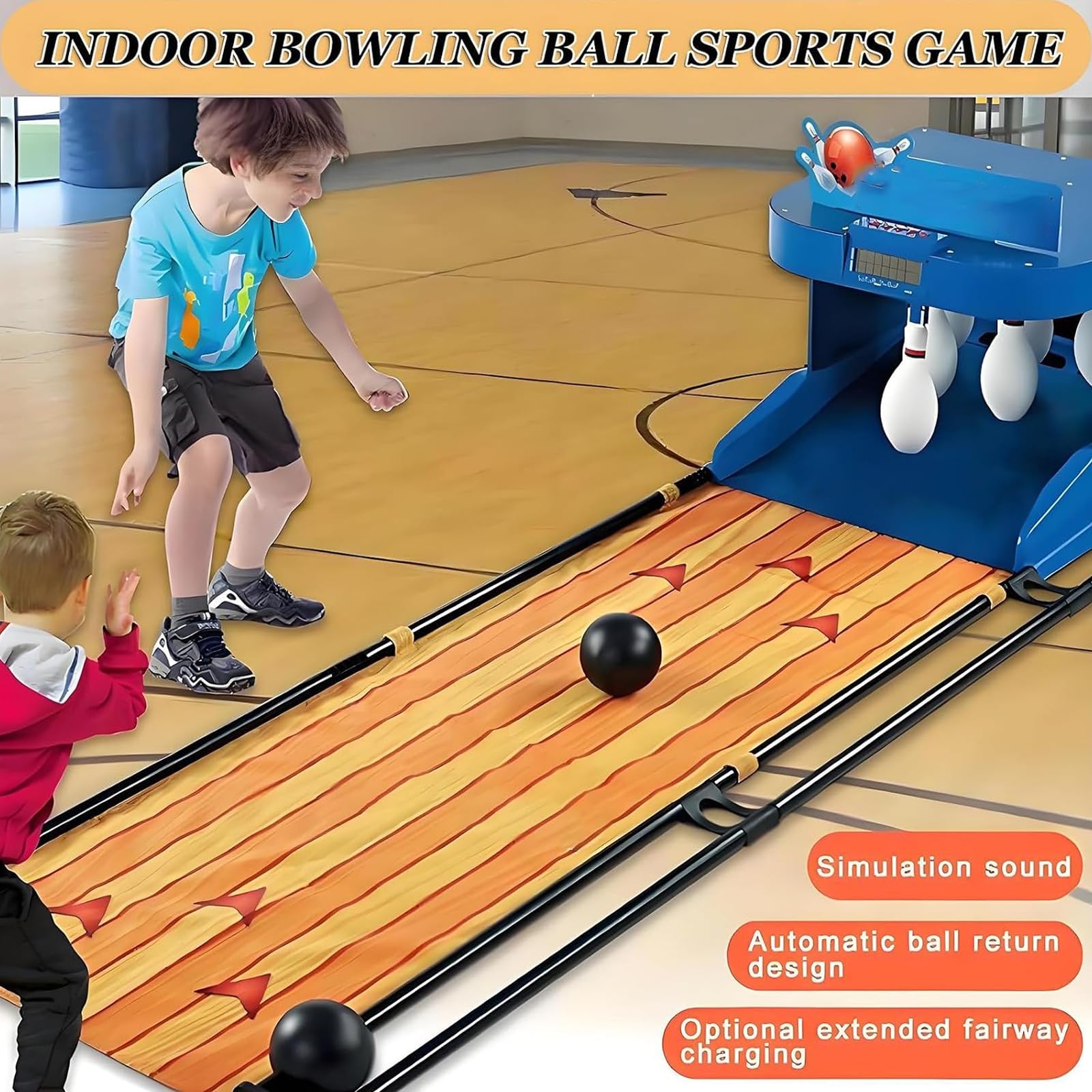 Set di Palle da Bowling Indoor, Piste da Bowling Domestiche con Tabellone Segnapunti A LED E Reset Automatico, Set da Bowling Elettronico per Riunioni A Casa 2m/6ft