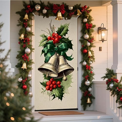 Miniatura 16 de NYZE Decoraciones de Cubierta de Puerta de Navidad Interior Papá Noel, Calcomanías de Pan de Jengibre Pancarta de Fiesta de Navidad Decoraciones de