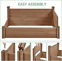 Vista 8 de Yaheetech Cama de jardín elevada de madera para horticultura de 8 x 2 pies, caja de plantación elevada divisible para flores/vegetales en patio
