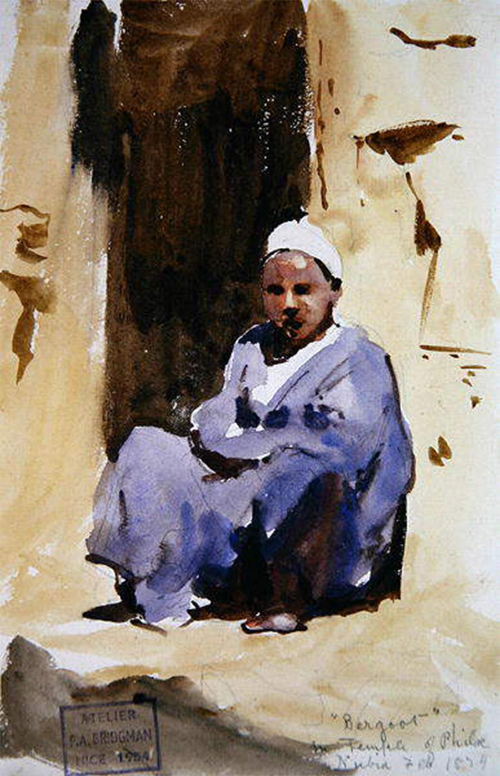 ARTXLXXBN Famous Painting Art Wall Decor Abstract Art Picture a Seated Boy in a Temple At Philae by Frederick Arthur Bridgman Animal Pictures for Home Decor 60x90cm