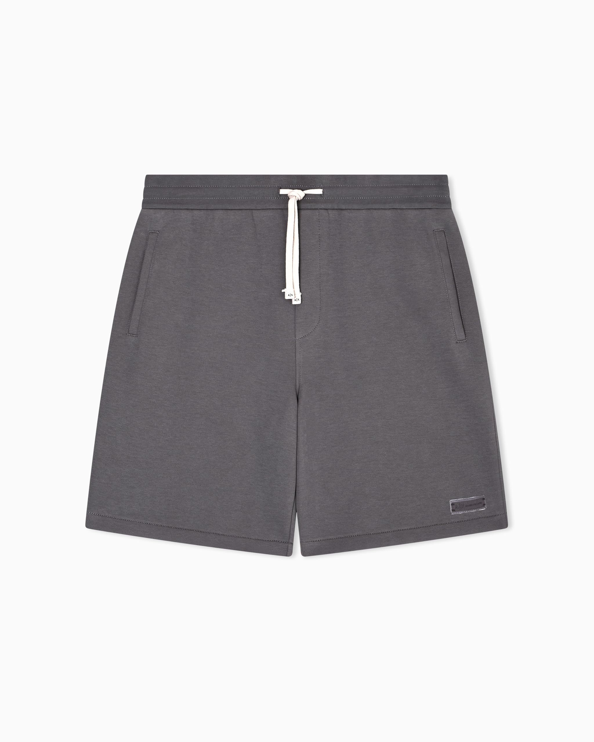 Armani Exchange Men's Cozy Relaxed Fit Side Logo Patch Shorts, Dark Gull Gray, XL