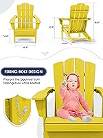 Vista 90 de KINGYES - Silla Adirondack plegable, sillas de patio de polietileno de alta densidad para todo tipo de clima, silla de césped con textura de madera
