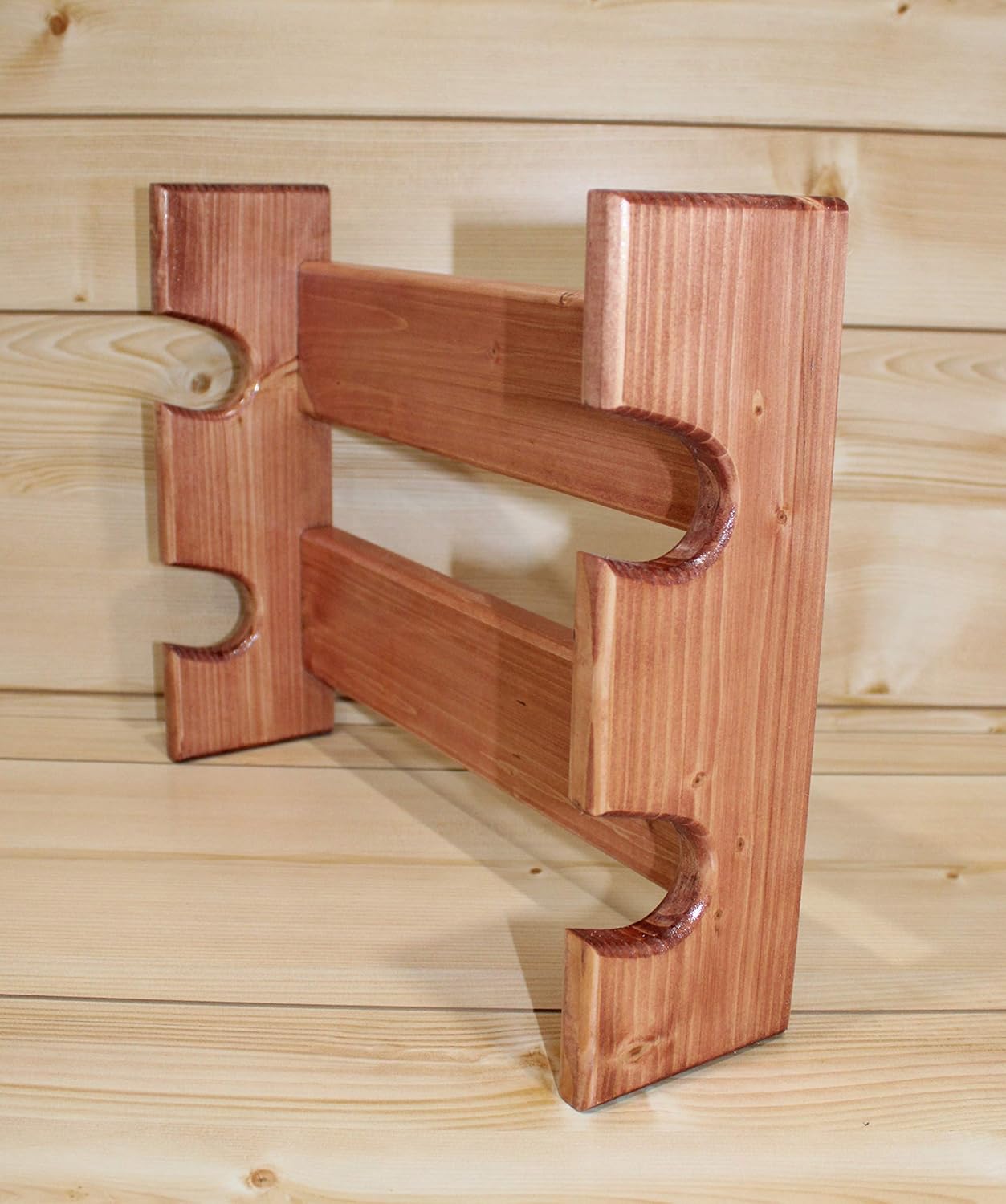 Rustic Wooden Rolling Pin Rack for 2 Rolling Pins – Wall Mounted Rolling Pin Holder with Farmhouse Kitchen Display Shelf