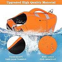 Vista 5 de Kuoser Chaleco salvavidas para perros con rayas reflectantes, chaleco salvavidas ajustable de alta visibilidad, antidesgarros, salvavidas