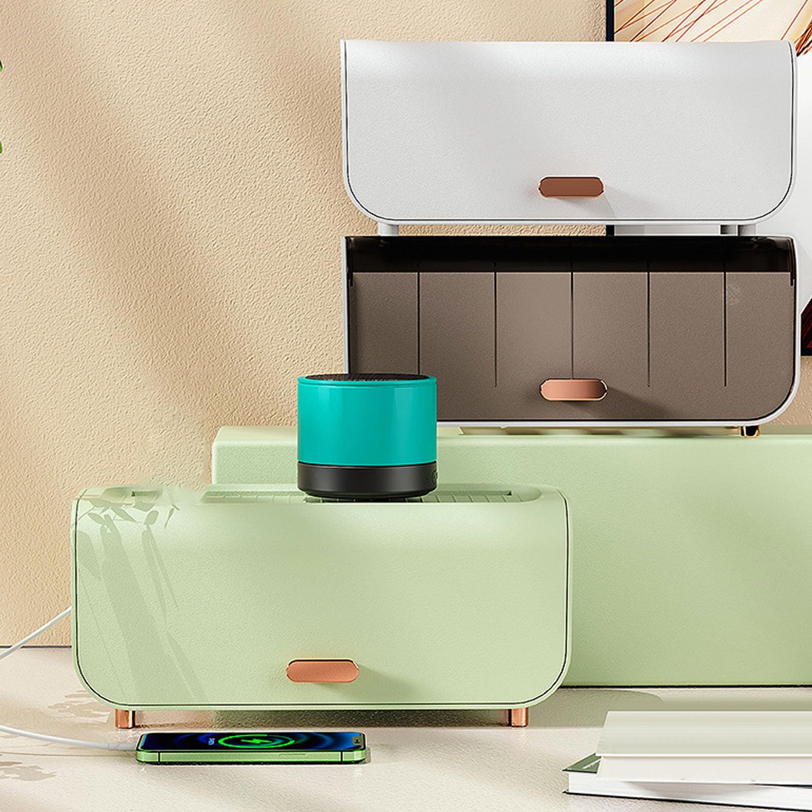 Scatola Organizzatrice Cavi REFLYING - Copri Ciabatta Con Coperchio Di Sicurezza Per Scrivania O Pavimento - Foto 2