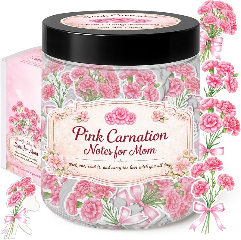 Pote decorativo KATINAT Pink Carnation com cartões, 1 unidade