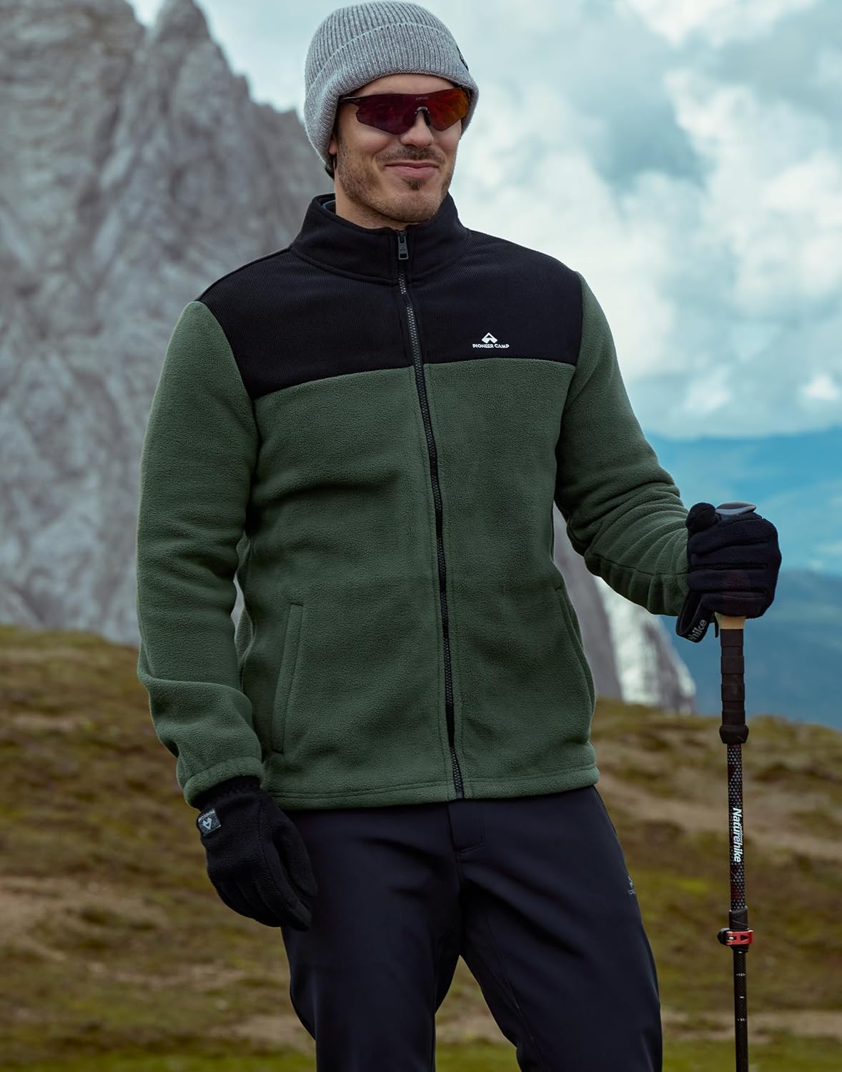 Pioneer Camp Fleece Jacket Men,Lightweight Full Zip Fleece Jacket Polar Windproof Winter Climbing Outwear Coat with Pocket - Image 2