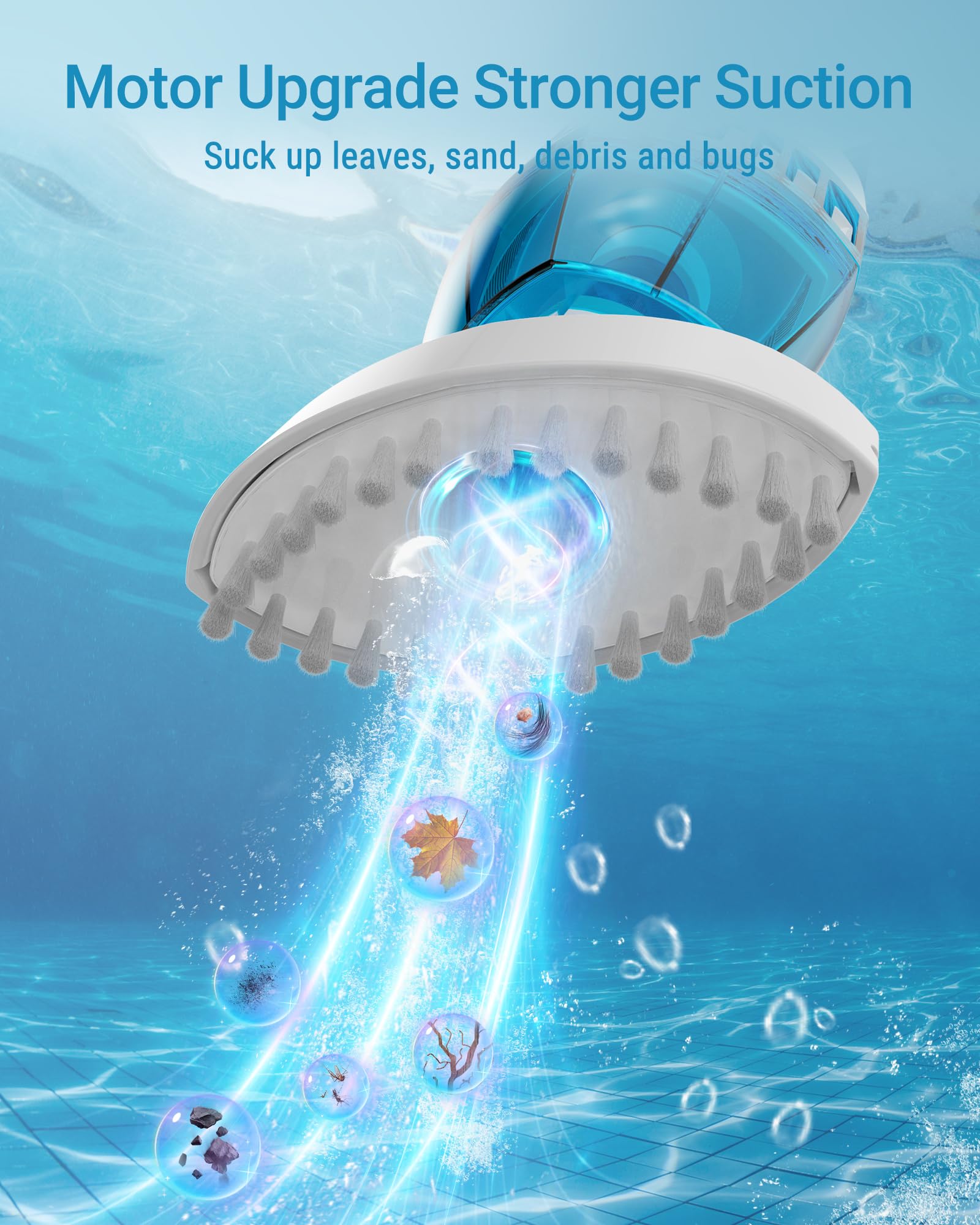 (2024 Update) WYBOT Cordless Pool Vacuum with Two Vacuum Heads, Telescopic Pole, Handheld Rechargeable Pool Cleaner for Deep Cleaning with Powerful Suction, Ideal for Above Ground Pools/Spas/Hot Tubs