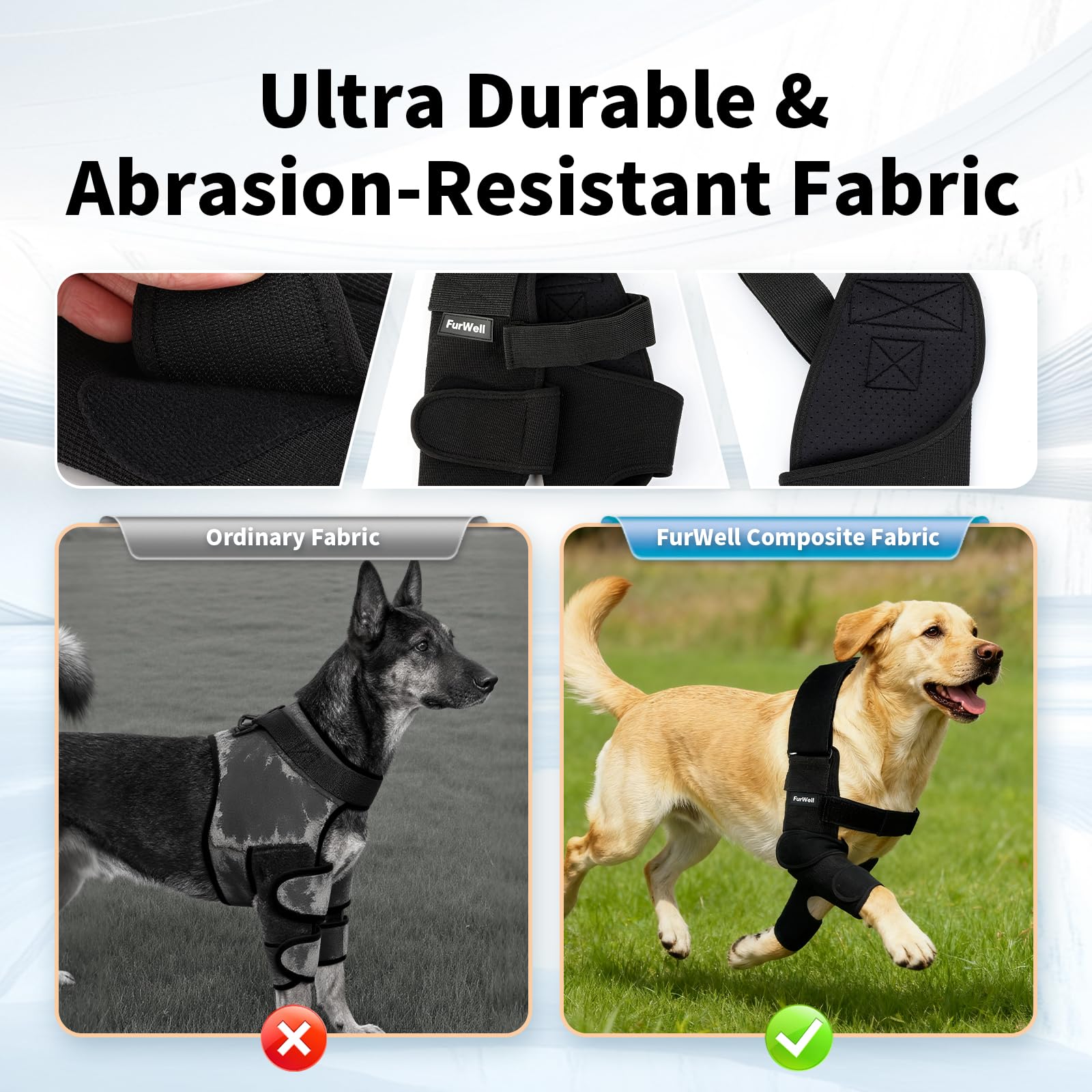 Codera para perro con correa de pecho desacoplada, transpirable, resistente a la abrasión, soporte de codo ajustable para higroma, displasia, artritis, callos e inestabilidad del hombro