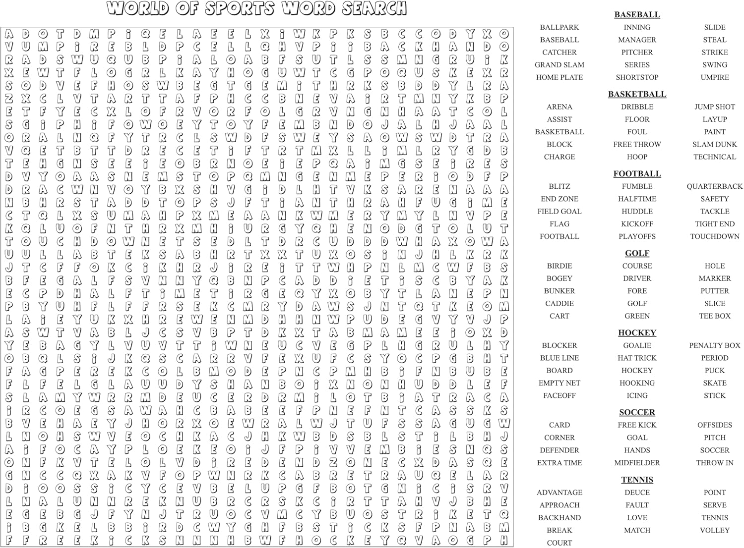 Poster-Size Word Search - World of Sports - 100 Words to Find On This Giant Word Search Puzzle