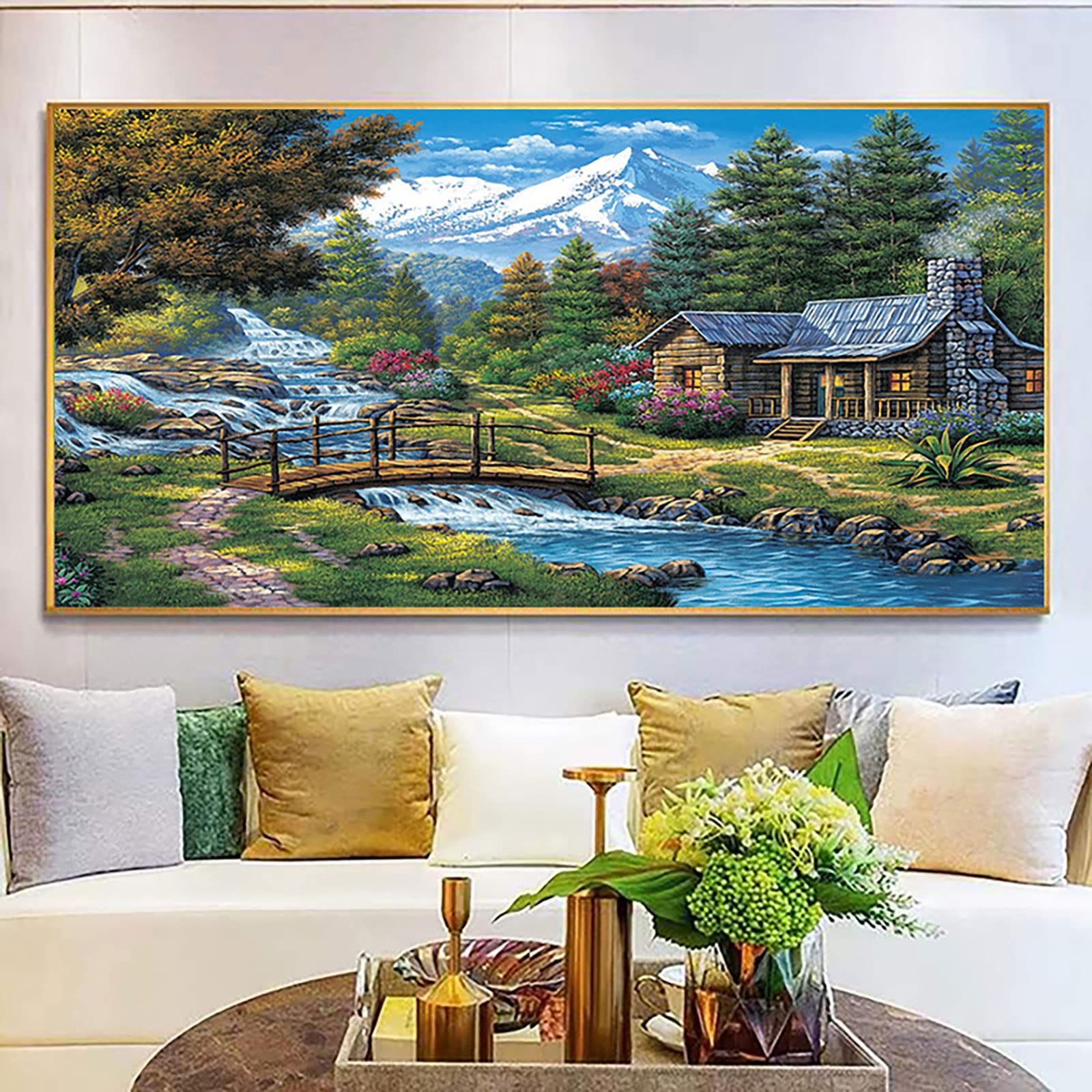 Instarry 5D Broderie Diamant Grand Format Paysage Rural Tableau Decoration Murale 120x60 cm