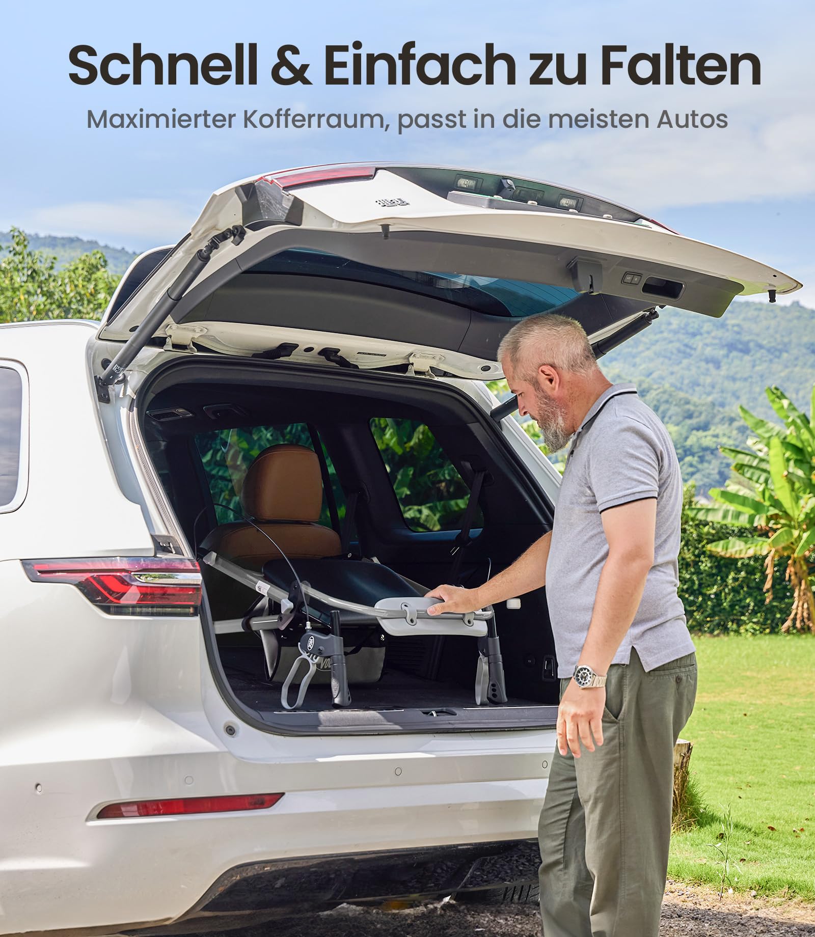 VOCIC Rollator faltbar und leicht mit Sitz, 6,3kg Ultraleicht für Senioren | Rollator klappbar, Max 150 kg, Ergonomischer Sitz, höhenverstellbar, Walker schmal für wohnung & Reise,Silber