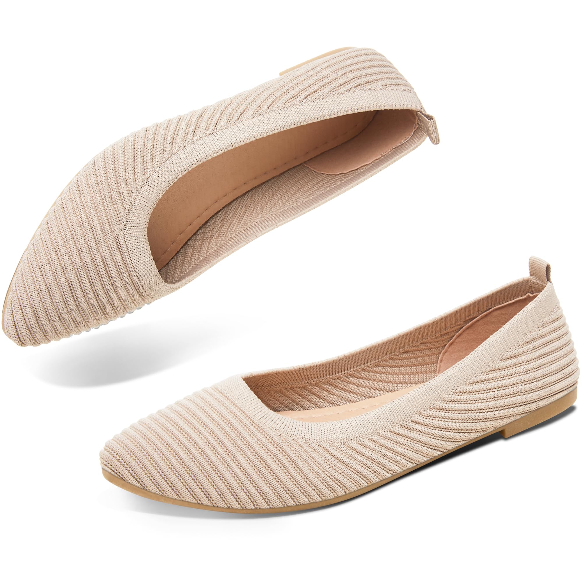 ALTOCISWomens Knit Ballet Flats Ladies Comfortable Pointed-Toe Dressy Shoes Casual Soft Flat Shoes Ballerina Walking Flats Shoes