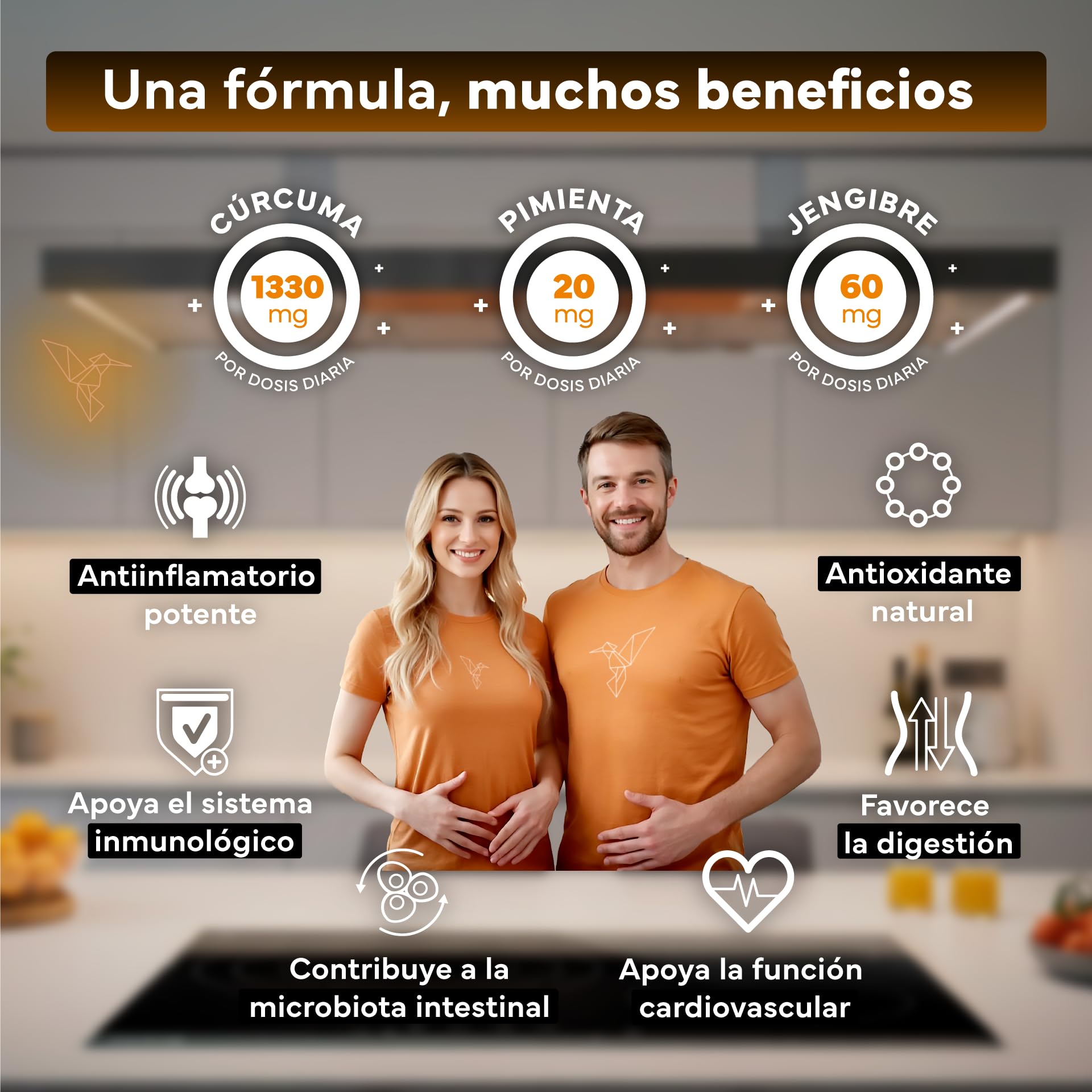 Cúrcuma con Jengibre y Pimienta Negra - 1410 mg por Dosis - 365 Cápsulas Formato Ahorro XL - Cúrcuma ECO en Cápsulas Veganas - Antiinflamatorio Natural - Apoyo Óseo y Articular - Sevens