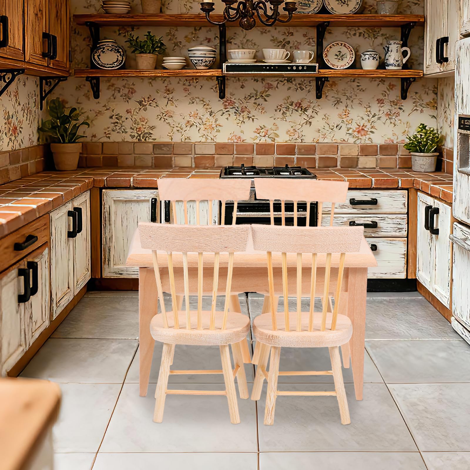 TOYANDONA 5 pezzi casa delle bambole tavolo in legno miniatura tavolo tavolo tavolo da pranzo set mobili mini accessori per casa delle bambole fate giardino