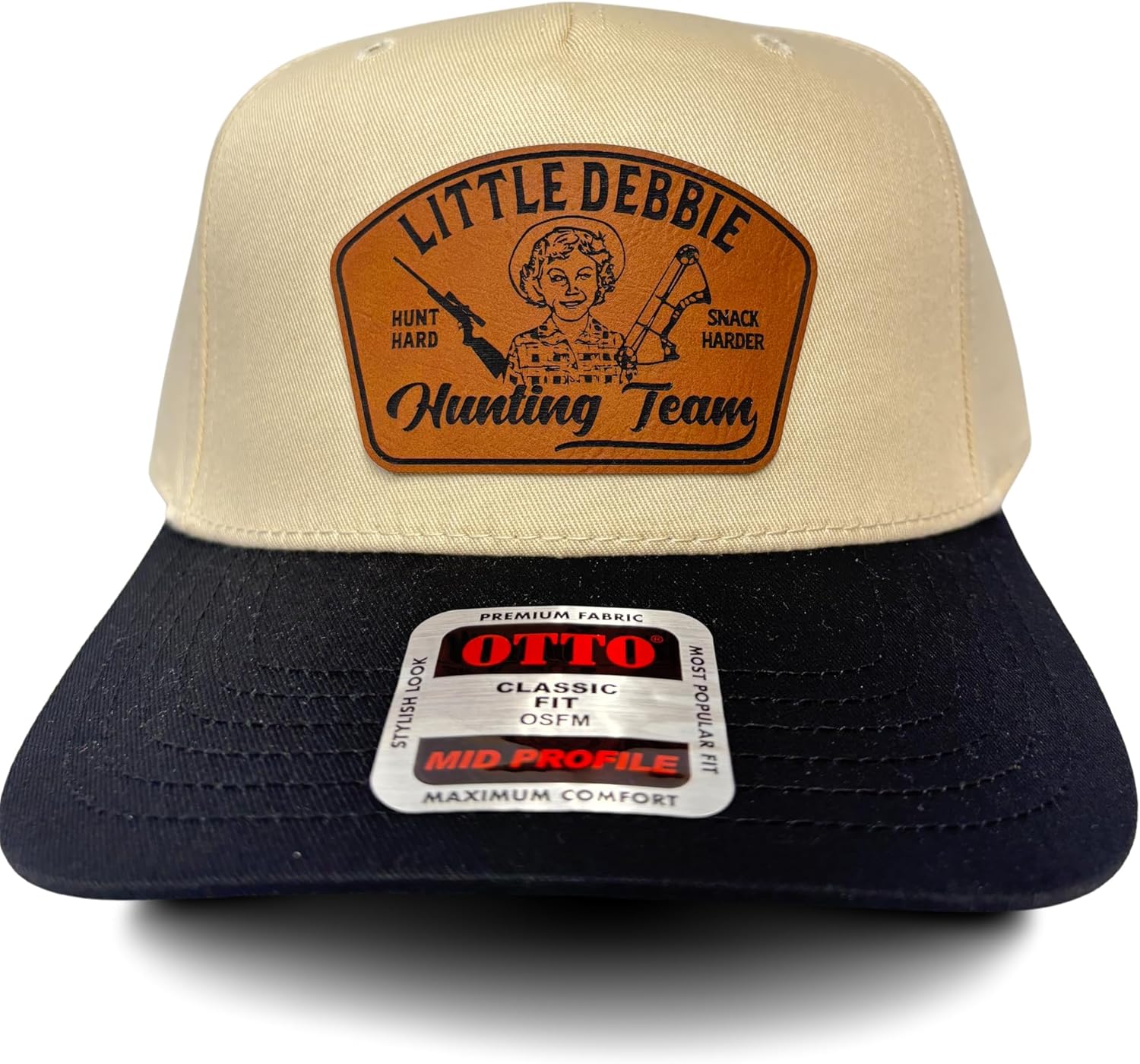 Snack Cake Hunting Team Adult Size Leather Patch Hat | Funny Hats for Dad | Apparel & Accessories | LD
